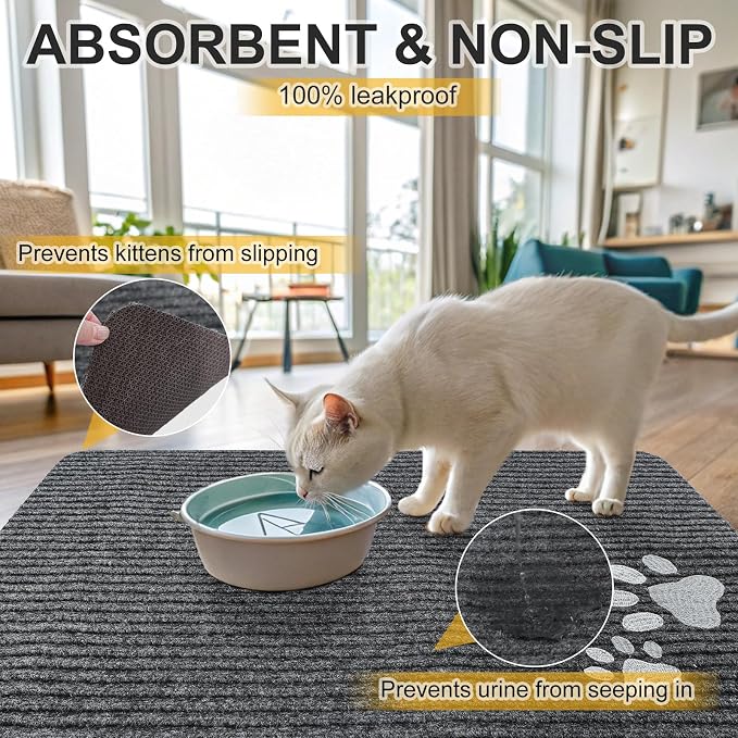 BEAUTYZOO Cat Litter Box Mat,20"x 28" Kitten Litter Trapping Mat,Waterproof | Non-Slip Litter Mats for Floor Scatter Control,Absorbent Urine-Proof,Soft on Paws & Easy to Clean,Indoor Cats Toilet Training - Image 4