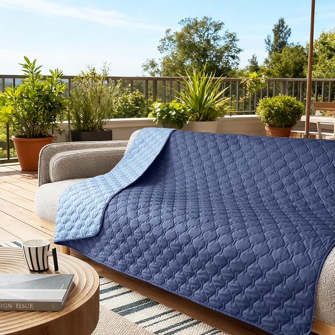 gogobunny 100% Double Sided Waterproof Dog Blanket Soft Pet Bed Cover Reversible Protect Furniture Couch Sofa Car for Puppy Large Dog Cat (Dark Navy/Light Navy, 82x120 Inch (Pack of 1)) - Image 7