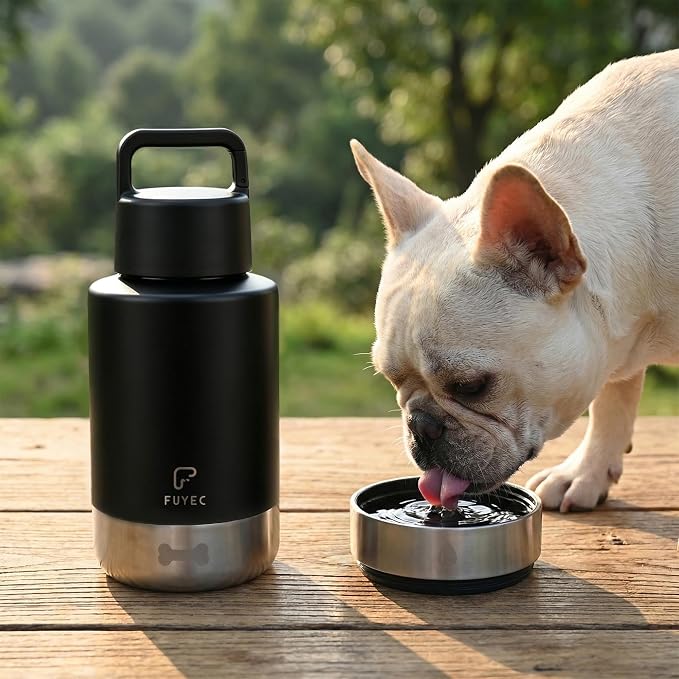 Dog Water Bottle with 2 Bowls, 32 oz Insulated Stainless Steel Portable Pet Travel Bottle, Food and Water Bowl Set for Walking Hiking Camping, Large Dog Accessories, Black - Image 5