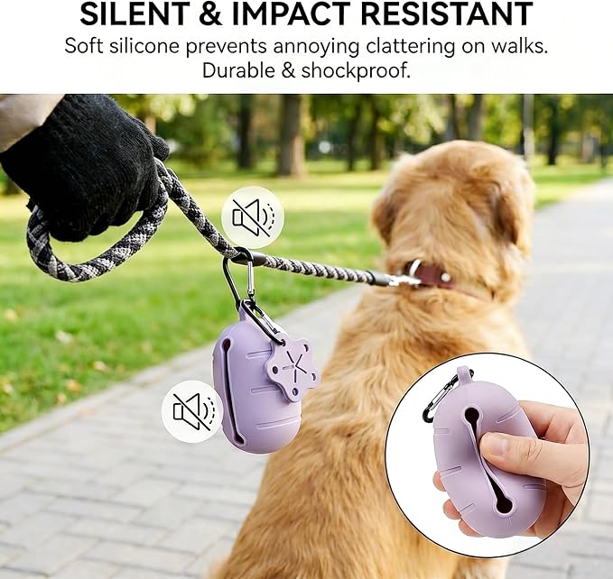 Dog Poop Bag Holder for Leash, 3 PCS Silicone Waste Bag Dispenser | Hands-Free poop knot carrier charm set, walking Accessories,Quiet Pet Gear with Metal Carabiner Clip (Purple/Grey/Navy) - Image 3