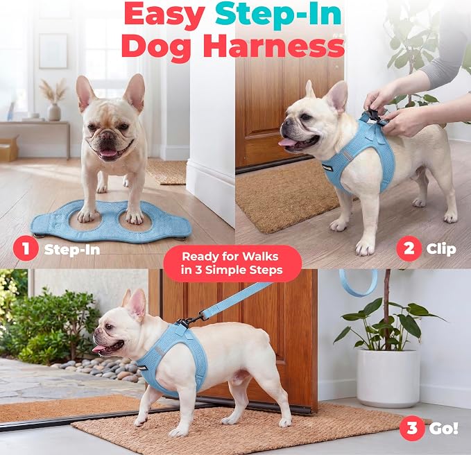 Voyager Step-in Air Dog Vest Harness - Baby Blue, Large | 18- 20.5" in Chest, Reflective Bands, All Weather Breathable Air Mesh, Cats Compatible, Lightweight, Fast Drying - Image 3