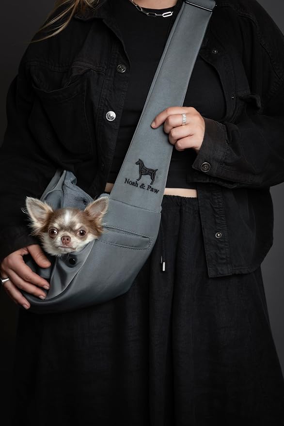 Noah & Paw Dog Sling Carrier for Small Dogs 3-10lb, Dog Sling for Small Dogs and Cats, Dog Carrier with Adjustable Padded Strap, Premium Twill, Lined with Fur, Double Safety Feature, Machine Washable - Image 3