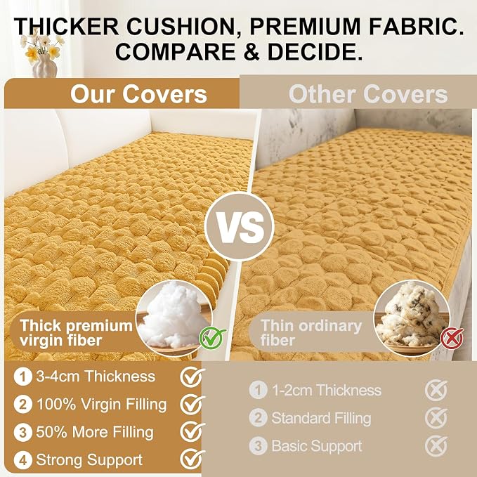 Smiry Non Slip Couch Covers for Dogs, Scratch Resistant Pet Sofa Protector | Machine Washable Soft Fuzzy Thick Furniture Cover for Sofa Loveseat Sectional Large Dogs, Mustard Yellow, 27.6" x 88" - Image 4