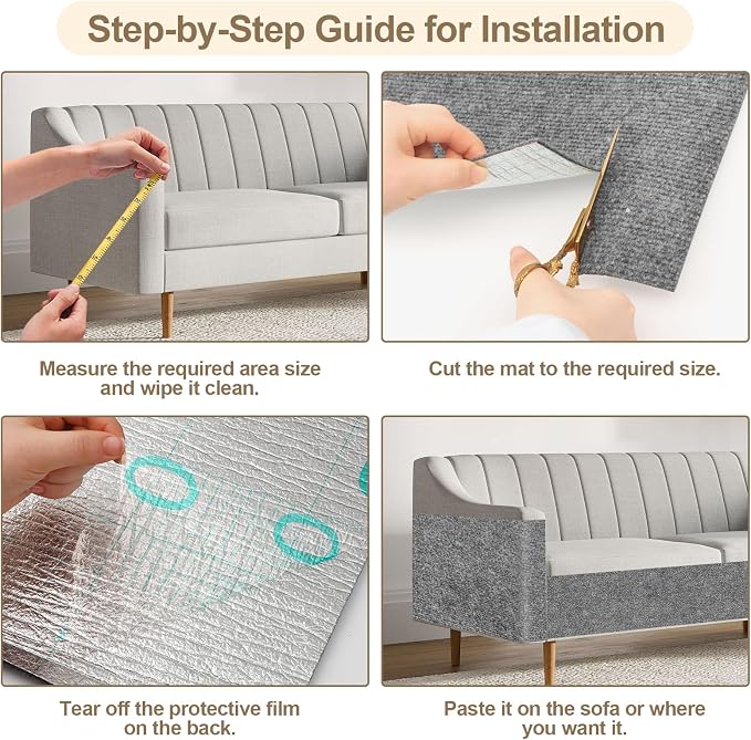 Cat Scratch Furniture Protector,Couch Protector from Cat Claws,Scratch Mat | 39.4" x 15.8" Dark Grey Prevents Couch Scratching Damage Save Sofa from Cat Claws Stops Cat Scratching on Couch - Image 6
