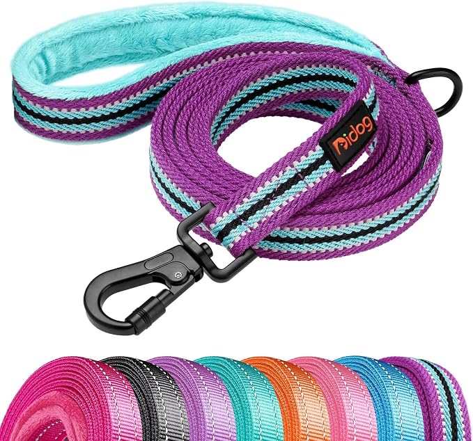 Didog 6FT Reflective Dog Leash for Medium Large Dogs,3/4" Width, Mixed-Blue | Soft Padded Handle, Plush Comfort Grip, Tangle-Free, 360°Heavy-Duty Strengthened Clasp for Daily Walks/Training, Night Safety by Didog