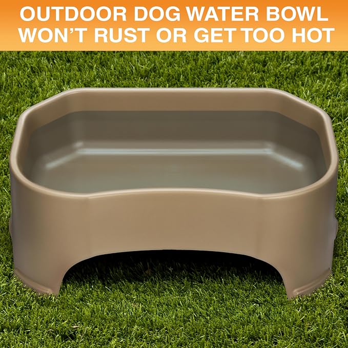 Neater Pet Brands Extra Large Water Bowl for Dogs, Outdoor Dog Water Bowl (2.25 Gallon XL Capacity), Big Trough Style Food Dish for Indoors or Outside, No Spill Large Dog Bowls, Champagne - Image 3