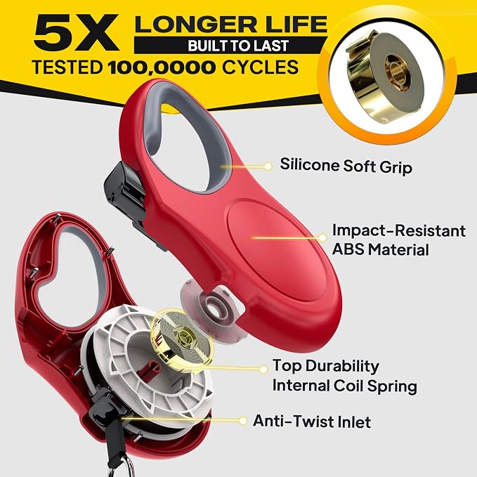 Fida Retractable Dog Leash, 16 ft Dog Walking Leash for Small and Medium Dogs up to 44lbs, 360° Tangle-Free, Red - Image 4