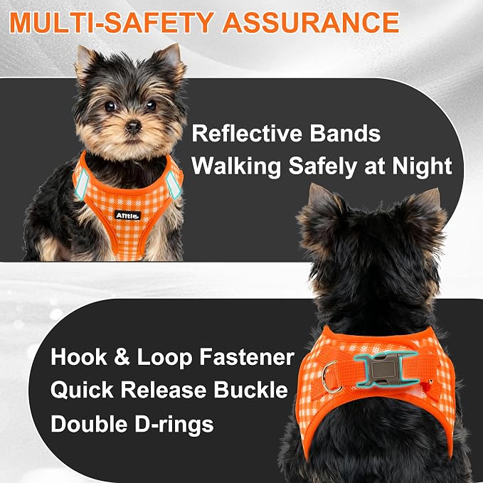 AIITLE Step in Small Dog Harness and Leash Set, Puppy Pet Vest, Orange XS | Breathable Mesh, Adjustable Fit, No-Pull Reflective Design, Escape Proof, for Small-Medium Dogs, Outdoor Walking, Running - Image 6