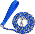 Metal Chain Dog Leash Chew Proof for Dogs, Blue, 3.0mm, 6FT | More Room for Everyday Walks and Outdoor Use, Chew Resistant Chain, Padded Handle, Swivel Clip by LUFFWELL