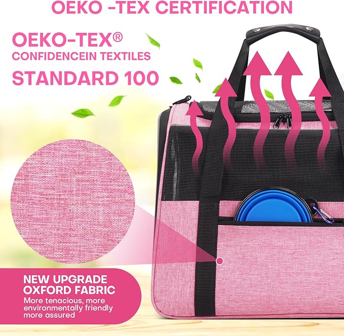 JUNGYOUN Premium ​Cat Carrier - ​Pet Carrier for Cat & Small Dogs up to 15lbs - ​Airline Approved Travel Dog Carrier with Anti-Escape Zippers, Collapsible Travel Bowl & Padded Strap - Image 5