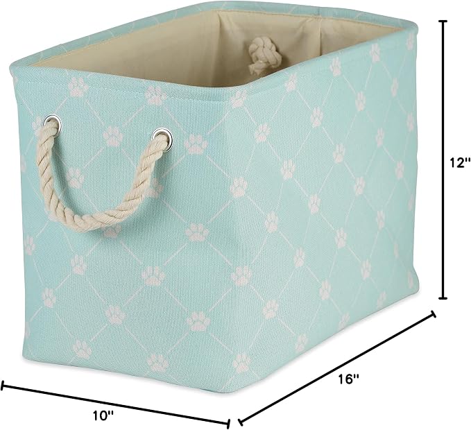 Bone Dry Pet Storage Paw and Bone, Trellis Collection, Medium Rectangle, 16x10x12, Aqua - Image 9