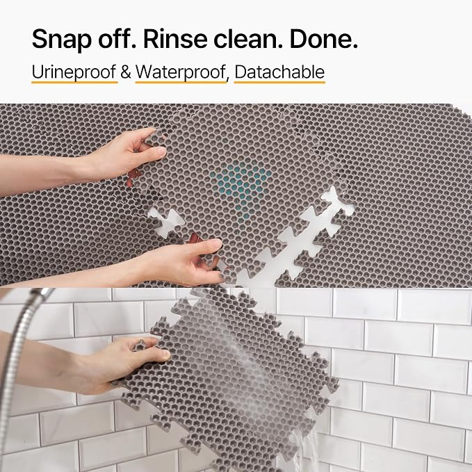 Mewtopia No-Gap Puzzle Cat Litter Box Mat – Seamless, Limitless Expandable, Extra Large(41.3"x21.6") Litter Trapping mat, Urine & Waterproof, Detachable, Easy to Rinse, Vacuum. - Image 5