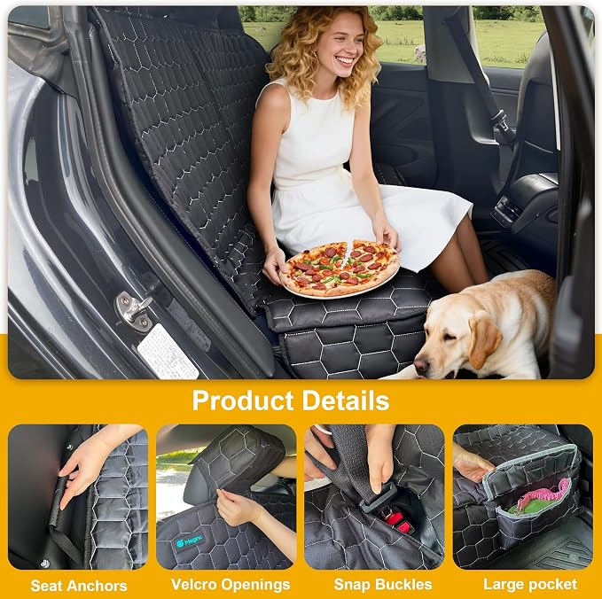 Meginc Dog Car Seat Covers for Model 3, Rear Seat Protector for Dogs &Kid | Waterproof Backseat Cover for Tesla With Armrest Compatible Nonslip Bench,Headrest Protection,Easy Clean,Machine Washable - Image 5
