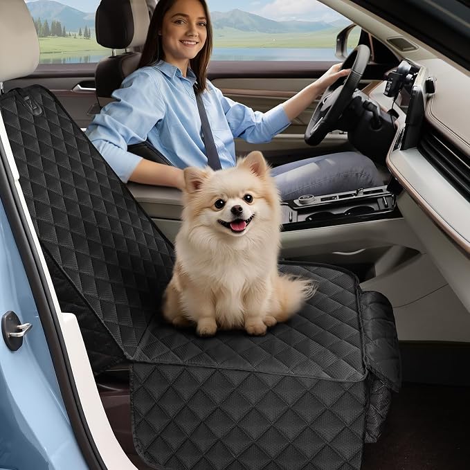 2 Pack Dog Car Seat Cover for Front Seat, Pet Car Seat Protector | Waterproof Scratchproof Non-Slip Captain Chair Cover, Full Protection with Side Flaps, Large Pocket, Fits Cars/Trucks/SUVs - Image 8