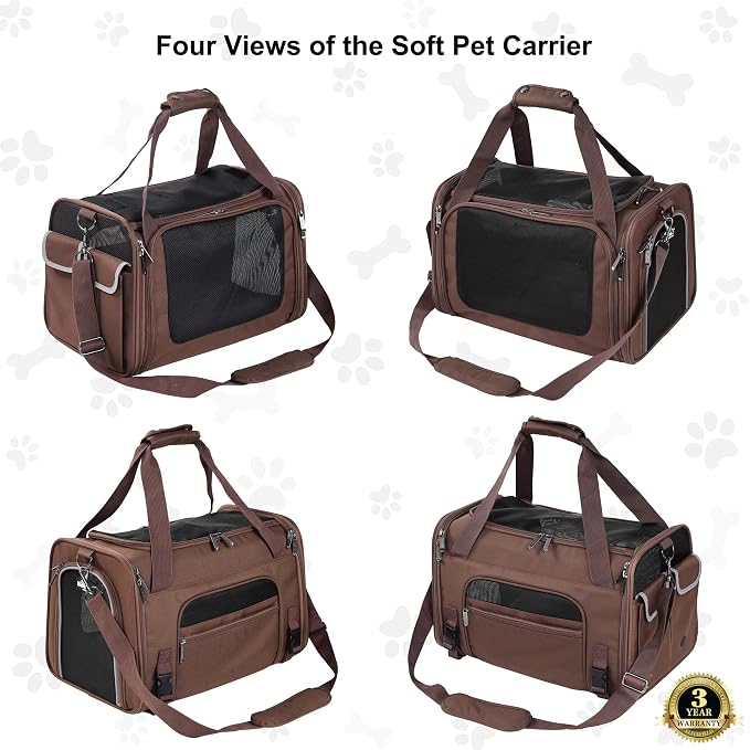 EliteField Deluxe Soft Pet Carrier for Cats and Dogs (3-Year Warranty) | Airline Approved, Waterproof Fabric, Scratch-Resistant Mesh, Expandable Mat, Built-In Leash, Suitcase Sleeve, Seat Belt Loops - Image 4