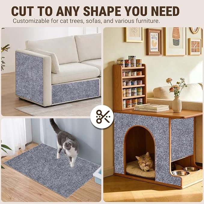 Cat Scratch Couch Furniture Protector,Trimmable Self-Adhesive Cats Claws Scratch Pads, Sisal DIY Climbing Couch Protector for Scratch Post Cat Tree Replacement Indoor(Dark Gray, 78.7"x15.8") - Image 4