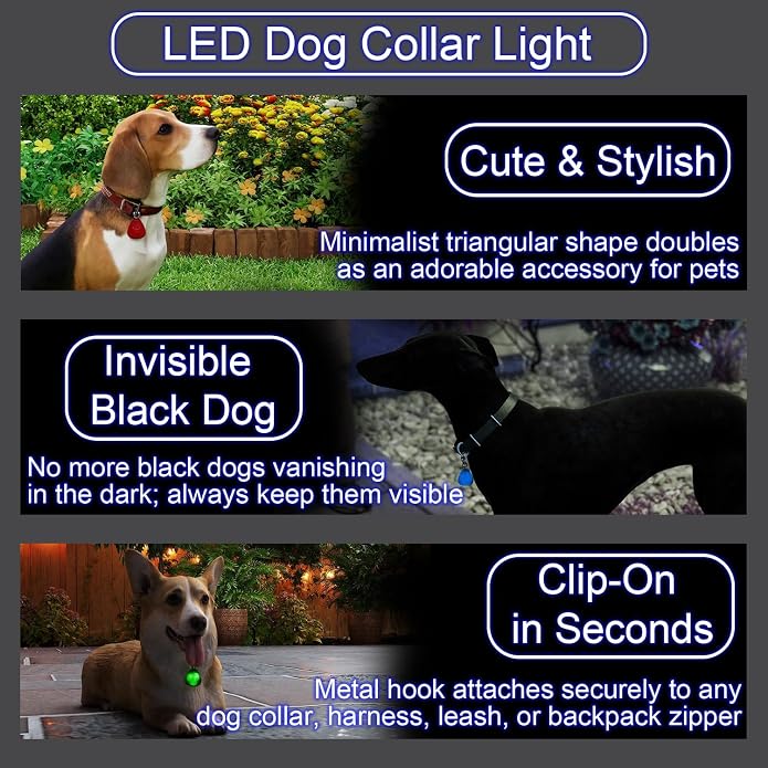 QUELIEN LED Dog Collar Light, Clip-On Dog Safety Light for Night Walking, High Visibility Light Up Dog Collar Accessory for Summer Camping & Hiking, Lightweight for All Pets, Blue - Image 6