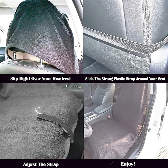 Car Seat Cover Protector Front Seats,for Gym Workout,Running,Swimming,Beach and Hiking,Waterproof Sweat Towel Bucket Seat Covers for Cars SUV Trucks (Grey, 2Pcs) - Image 4