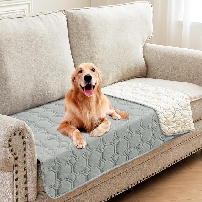 ZNSAYOTX Ultimate Cozy Blankets (30"x53") 100% Waterproof Sofa Mat Blanket for Dog Pets, Bed Couch Protector with Non-Slip Back Washable Durable, Pee Scratch Proof Easy to Clean (Light Grey) by ZNSAYOTX