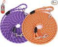 (2 Pack) Long Dog Leash for Dog Training 15FT/30FT/50FT, Dog Rope Leashes with Reflective Thread for Large Medium Small Dogs, Dog Tie-Out Cable Lead for Hunting, Camping&Backyard by Lanwandeng