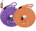 (2 Pack) Long Dog Leash for Dog Training 15FT/30FT/50FT, Dog Rope Leashes with Reflective Thread for Large Medium Small Dogs, Dog Tie-Out Cable Lead for Hunting, Camping&Backyard by Lanwandeng