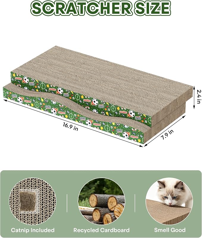 2 Pack Cat Scratching Board World Cup Design, Double-Sided Use | Corrugate Cat Scratcher Pads for Indoor Cats with Catnip, Cat Scratch Pad with Premium Scratch Textures Design - Image 2