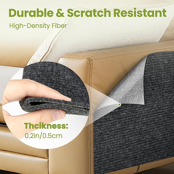 Cat Scratch Couch Furniture Protector, 78.7" x 15.8" Cat Scratcher Pad | Deterrent from Cats Claws Scratching, DIY Sisal Carpet Cat Proof Couch Cover Replacement for Indoor Sofa Wall Door, Dark Grey - Image 3