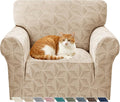YEMYHOM 1 Piece Stretch Chair Sofa Slipcovers Couch Covers for 1 Seat, Jacquard Armchair Covers with Non-Slip Elastic Bottom, Thickened Furniture Protector for Dogs Pets kids (Small, Khaki） by YEMYHOM