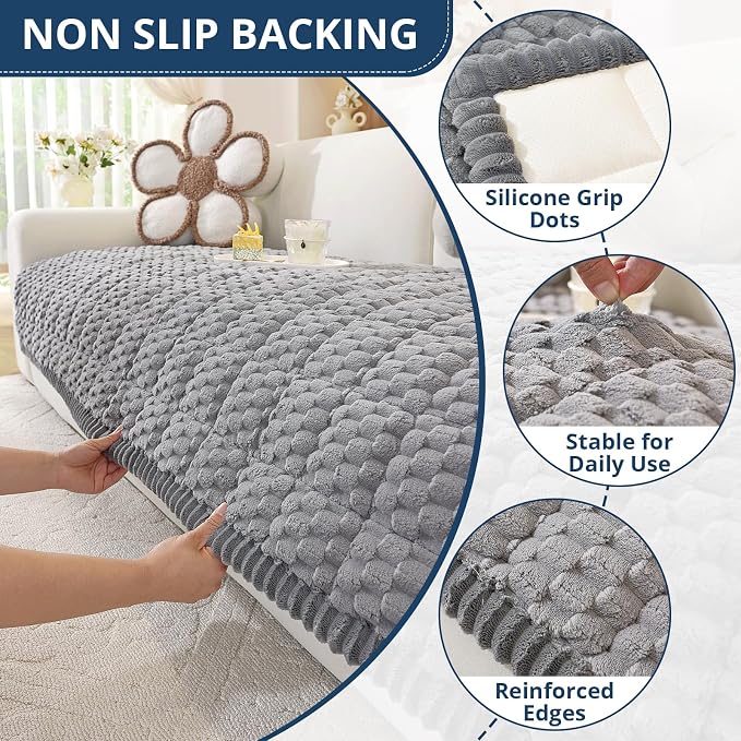 OstepDecor Couch Cover for Dogs, Washable Non Slip Sofa Cover for Pets | Soft Couch Covers for Sofa, Loveseat and Sectional, Furniture Protector Against Pet Hair & Dirt (35.4" x 47.2", Dark Grey) - Image 5