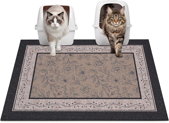 Glittme Cat Litter Mat, 33"x22" Non-Slip Washable Trapping Mat for Cats | Litter Trapping Mat With Thick PVC Coil To Catch Scatter, Soft On Paws And Waterproof Bottom To Protect Floors by Glittme