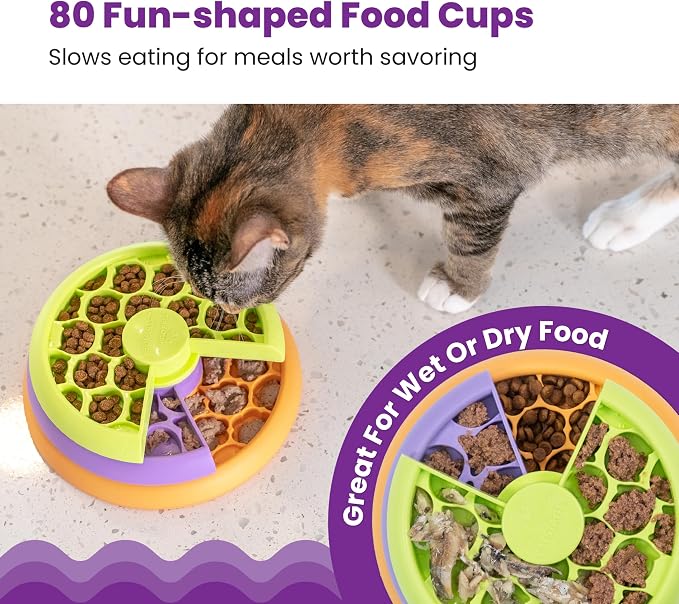 Catstages Nina Ottosson Kitty Lickin' Layers Cat Toy Treat Puzzle, 6.6" | Level 2 Intermediate, 3 Layers, 70+ Treat Compartments, Dry or Wet Food, Slow Feeder, Enrichment, Indoor Cats & Kittens - Image 3