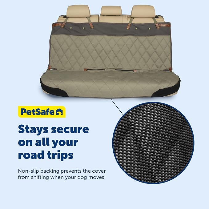 PetSafe Happy Ride Quilted Dog Car Seat Cover, Bench, Black | Seat Cover for Back Seat, Scratch-Resistant, Adjustable Straps and Elastic Panels, Machine Washable, Seatbelt Access Zippers - Image 6