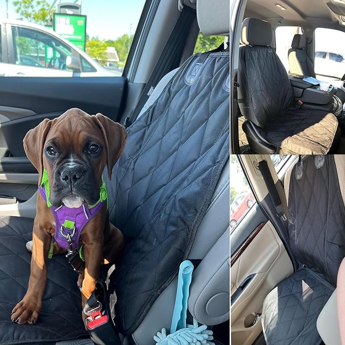 AsFrost Dog Seat Cover Cars Trucks SUVs, Thick 600D Waterproof Pet Car Seat Cover Dog, Heavy Duty & Wear-Resistant Durable Nonslip Backing with Side Flaps, Scratchproof Dog Front Seat Cover | Thicked 600D Oxford, Pet Car Seat Cover, Heavy Duty & Wear-R... - Image 3