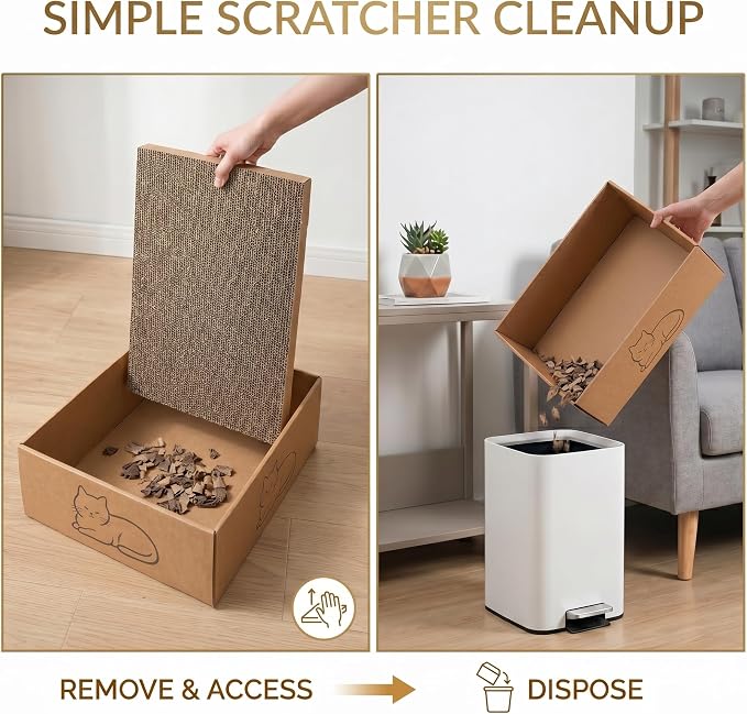 Multi-Use Cat Scratcher, 17.5" Large Cat Scratcher Pad 5 Pcs with Box, Reversible Cardboard Cat Scratcher Lounge for Indoor Cats and Kittens, Post and Furniture Protector - Image 5
