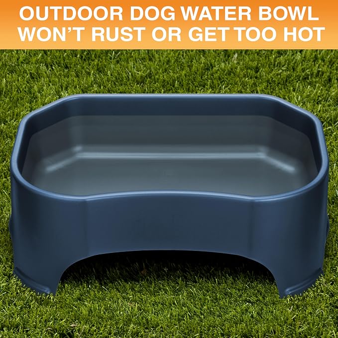 Neater Pet Brands Extra Large Water Bowl for Dogs, Outdoor Dog Water Bowl (2.25 Gallon XL Capacity), Big Trough Style Food Dish for Indoors or Outside, No Spill Large Dog Bowls, Dark Blue - Image 3
