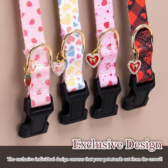 White Heart with Pendant Cute Dog Collar for Small Medium Large Dogs, XL | Ligth Adjustable Nylon Puppy Collar for Boy and Girl Female, Distinctive Patterns, Comfortable for Walks and Outdoor Hikes - Image 6