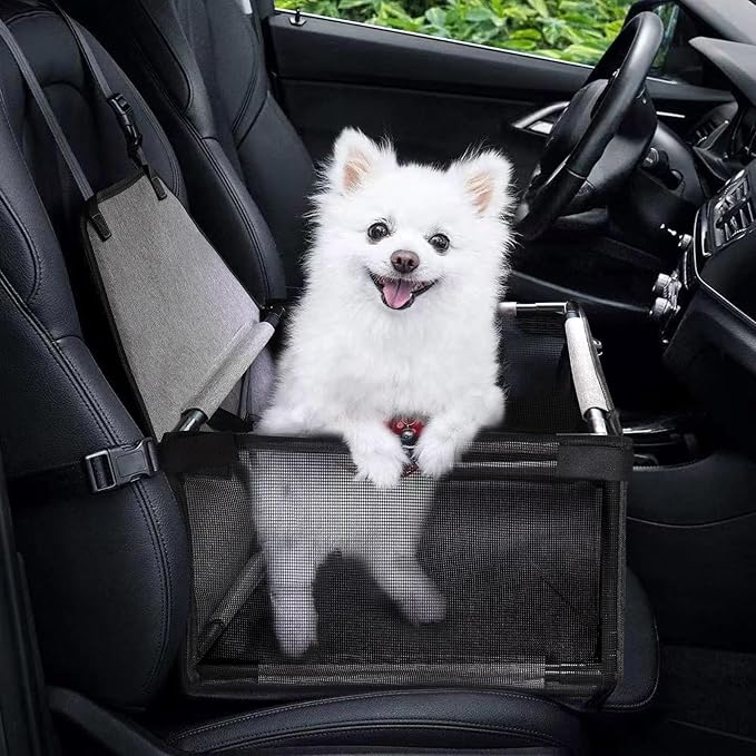 GENORTH Small Dog Car Seat - Portable Puppy/Pet Booster Seat with Clip-On Leash and Mesh Window for Small Pets Up to 11 lbs - Image 8
