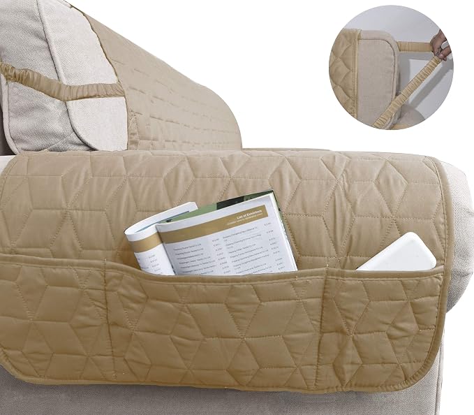 Ameritex Couch Sofa Slipcover 100% Waterproof Nonslip Quilted Furniture Protector Slipcover for Dogs, Children, Pets Sofa Slipcover Machine Washable (Sand, 68'') - Image 3