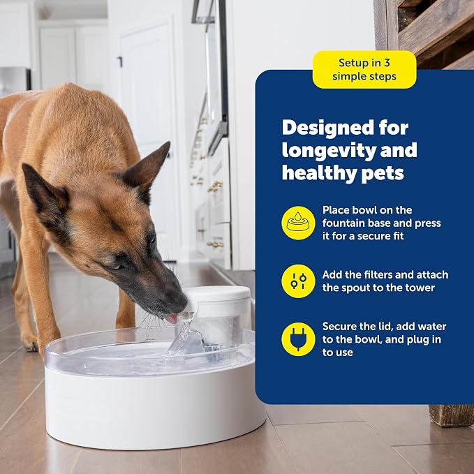 PetSafe Outlast Pumpless Dog Water Fountain, 128 oz, Dogs & Multiple Cats | Pumpless HydroSpin Design Cycles 128 Oz Water, Ion-x Carbon Filter Softens Water, Smart Sensors Slow Flow at Night - Image 5