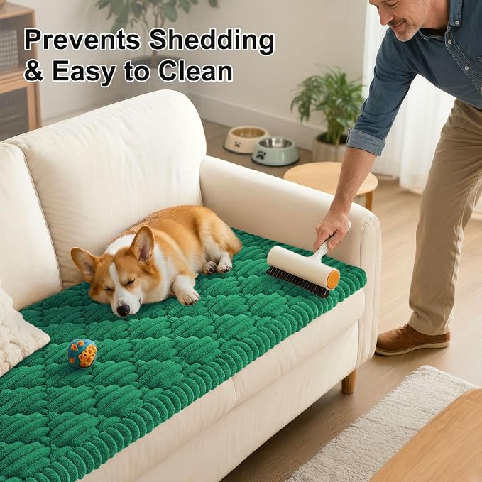 Smiry Couch Cover for Dogs Washable, Non Slip Fuzzy Pet Sofa Protector | Soft Thick Furniture Cover for Sofa, Loveseat and Sectional, Scratch & Pet Hair Resistant (Emerald Green, 27.6" x 59") - Image 6