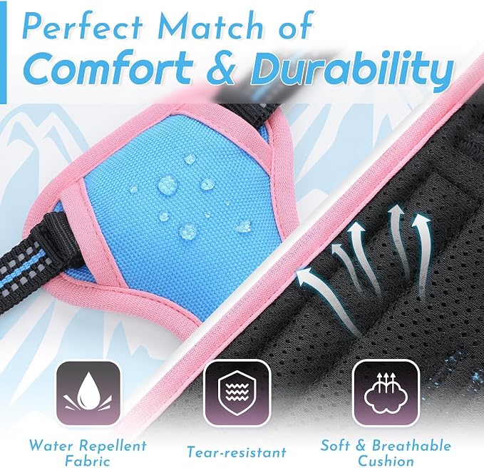 Eagloo Dog Harness for Small Dogs, No Pull Pet Vest with 2 Leash Clips | No Choke with Handle, Adjustable Comfort Fit, Reflective Strips, Easy Walking Control, Pink & Sky Blue, X-Small - Image 7
