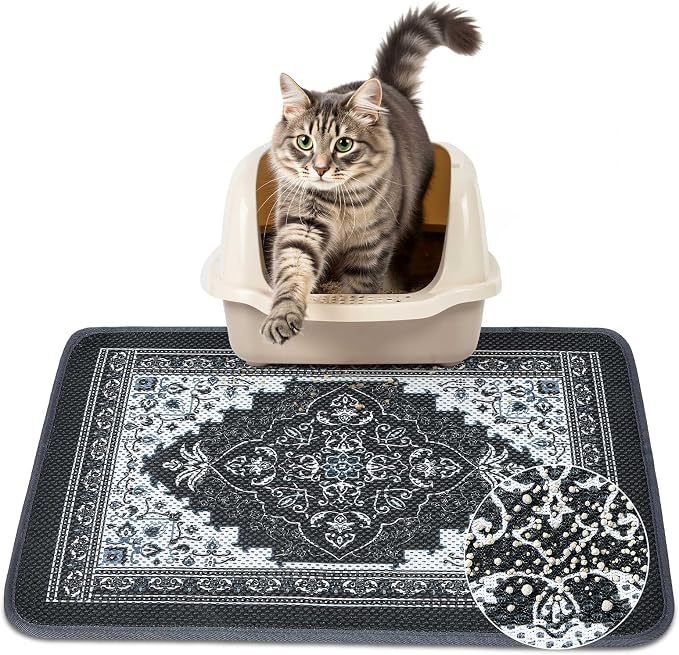 Unicorn Catcher 24"x15" Cat Litter Mat Machine Washable Litter Trapping Pad | Kitty Paw Friendly Padding With Breathable 3D Air Mesh Technology And A Non-Slip Base To Keep Home Floors Debris-Free by UnicornCatcher