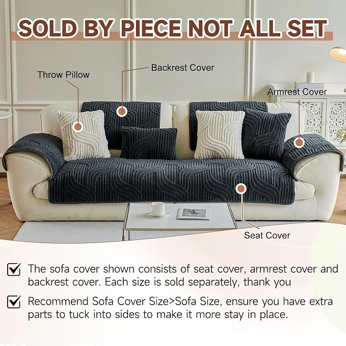 OTOB Couch Arm Covers Protector Washable Non Slip Sofa Arm Covers, 1 Piece | Matcha Green, 27.6"x27.6", Soft Plush, Pet Friendly, All Seasons, Breathable, Modern, Wear-Resistant, Pet Dog Couch Cover - Image 7