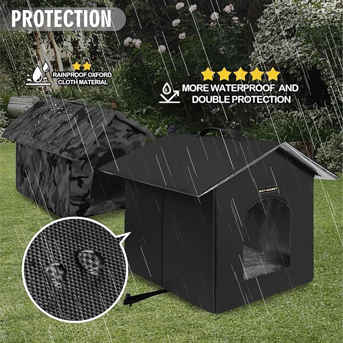 Outdoor Insulated Cat House for Feral Medium Cats Weatherproof | Indestructible windproof shelter with mat & clip, insulated waterproof design, fits stray & feral cats for winter outdoor use - Image 3