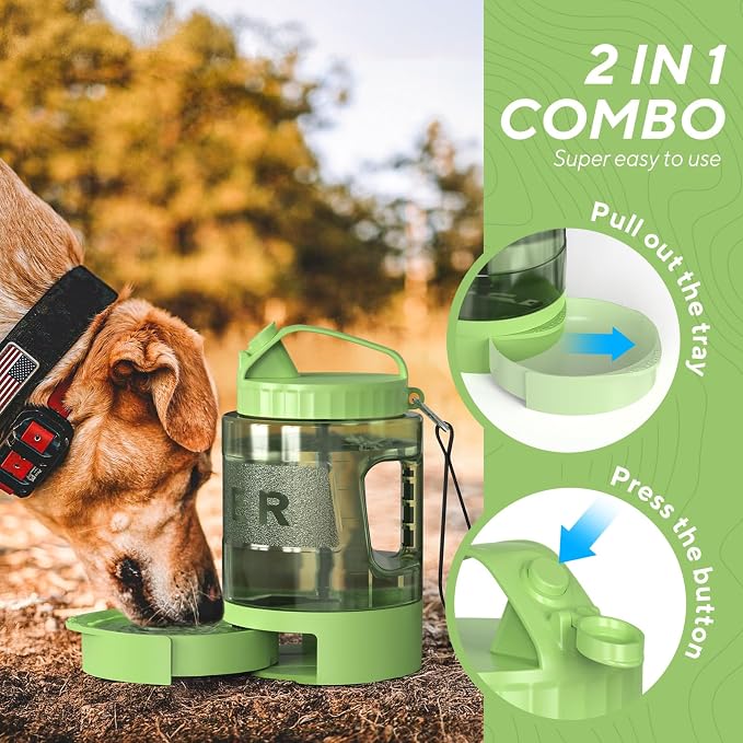 Portable Dog Travel Water Bottle - 77oz Large Travel Water Bowl for Dogs Camping Hiking Beach Traveling Essentials,Big Pet Bottles Bowl Water Dispenser for On The Go Park Car Walking Accessories - Image 2