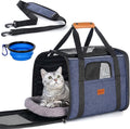 Morpilot Cat Carrier Soft for Large Medium Cats and Puppy up to 20lbs | with Dual-Sided Cushion, Secure Buckle and Foldable Bowl, Dog Carriers for Small Dogs - Pet Carrier (Dark Blue) by Morpilot