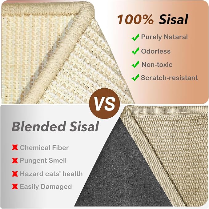 Extra-Large Sisal Cat Scratcher Bed for Indoor Cats, Cat Scratching Post with Hammock Nartural Sisal Scratch Pad for Large Cats Scratcher Lounge Chair, Wooden Cat Furniture (Light Nartural) - Image 3