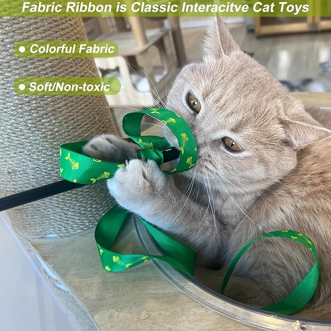 Interactive Cat Toy Wand, Cat Teaser Wand Rainbow String for Bored Indoor Adult Cats and Kittens (3 Pack String) - Image 5