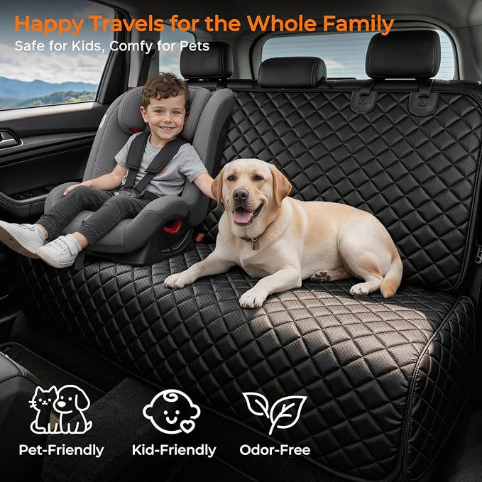 URPOWER Dog Car Seat Cover for Back Seat, Waterproof Car Seat Protector | Non-Slip, Scratch-Resistant, Machine Washable 600D Oxford Fabric Rear Bench Seat Cover for Full-Size SUVs & Pickup Trucks - Image 7