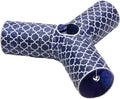 Cat Tunnel - Collapsible 3 Way Quatrefoil Play Toy - Tube Fun for Rabbits, Kittens, and Dogs - Quatrefoil Navy/White by Unknown